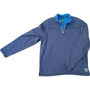 GH Bass Mens Medium Quilted 1/4 Zip Pullover Sweatshirt Sweater Blue